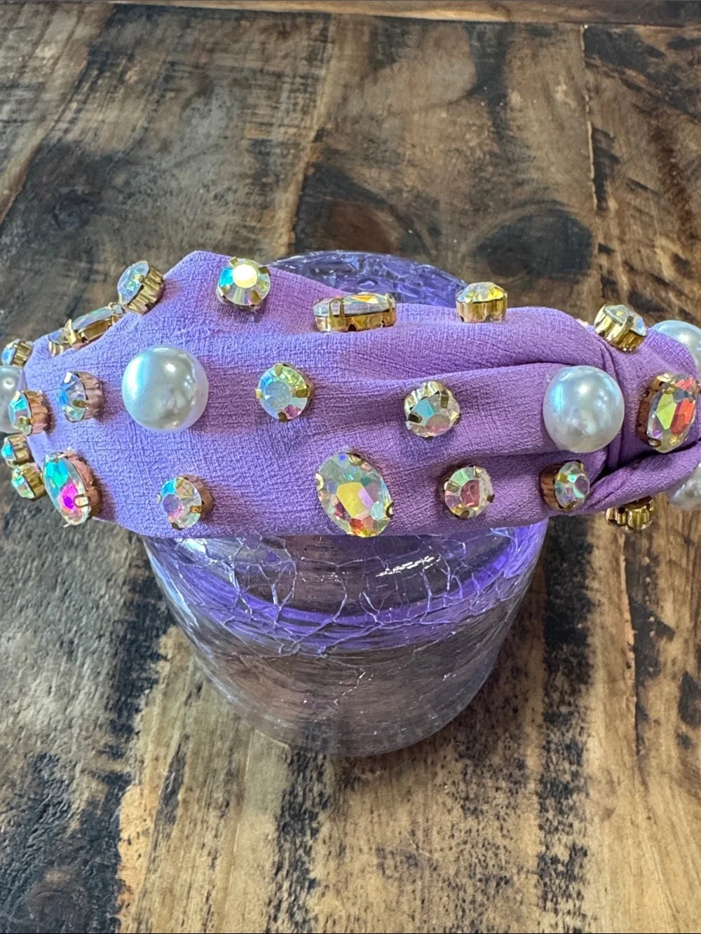 Brianna Cannon Lavender Pearl & Iridescent Crystal Headband - Women Accessories